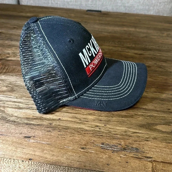 McKibben Powersports men’s ball cap hat velcro black/red max adjustable - Picture 3 of 7